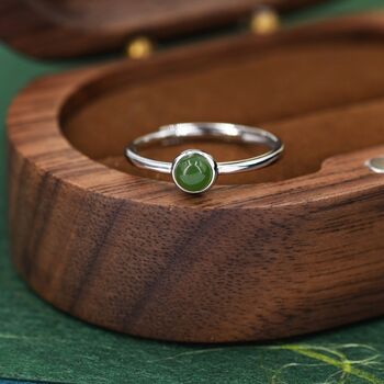 Minimalist Genuine Jade Ring In Sterling Silver, 5 of 10