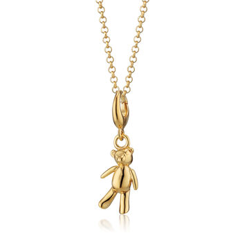 Vintage Teddy Bear Charm Necklace, Sterling Silver Or Gold Plated, 9 of 10