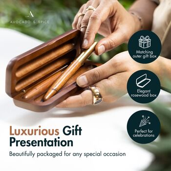 Sandalwood Fountain And Rollerball Pen Gift Set, 2 of 7