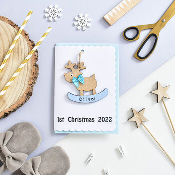 Personalised 1st Christmas 2024 Baby Boy's Decoration Card, 3 of 5
