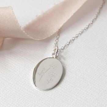 Personalised Wildflowers Engraved Sterling Silver Necklace – Custom Floral Pendant Gift For Her, 4 of 12