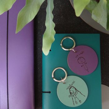 Child's Drawing Or Writing Personalised Leather Keyring, 4 of 7