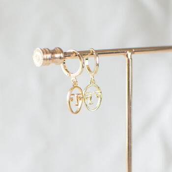 Abstract Face Huggie Hoop Earrings, 5 of 9