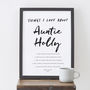 Personalised Things I Love About Auntie Print, thumbnail 1 of 2