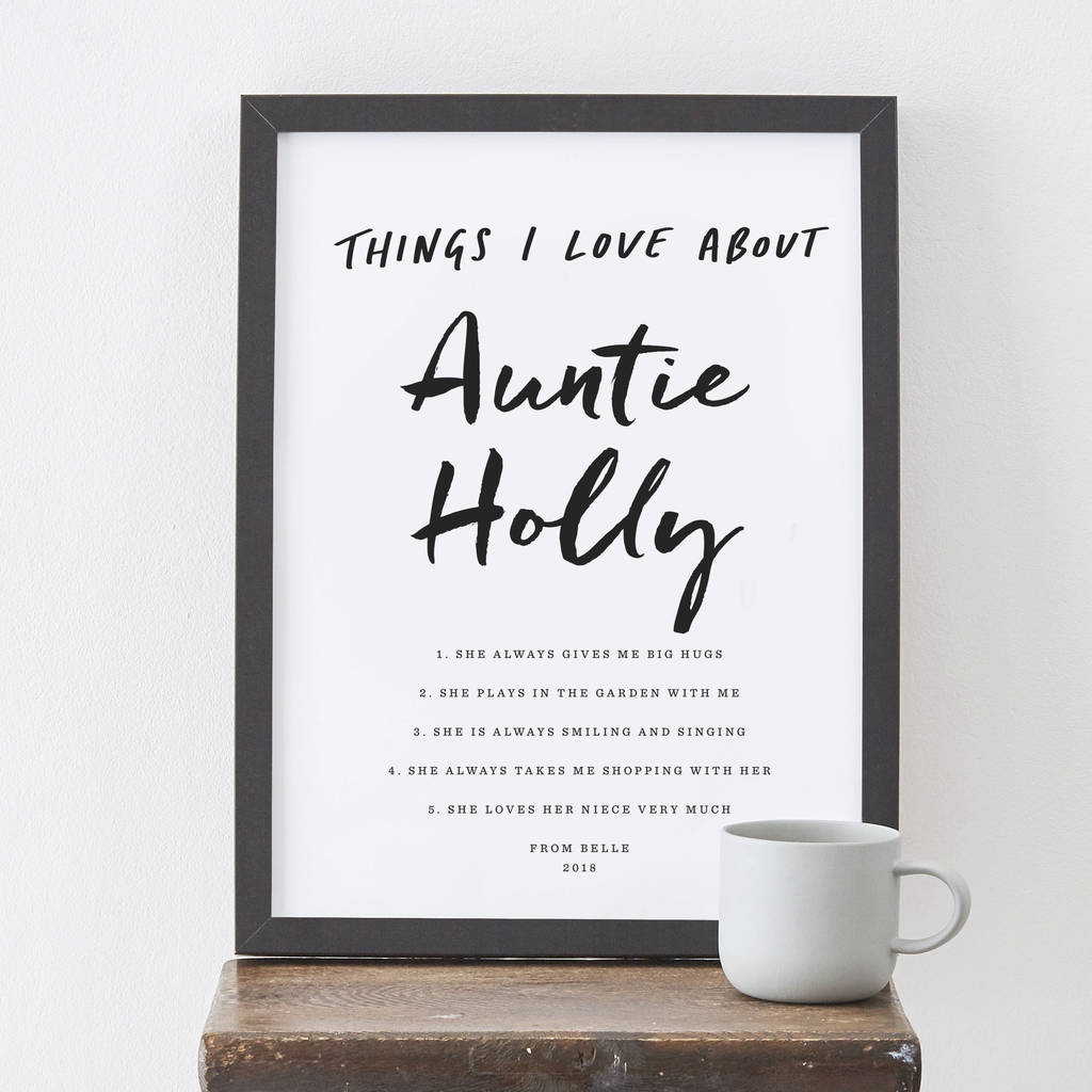 Personalised Things I Love About Auntie Print, 1 of 2