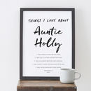 Personalised Things I Love About Auntie Print