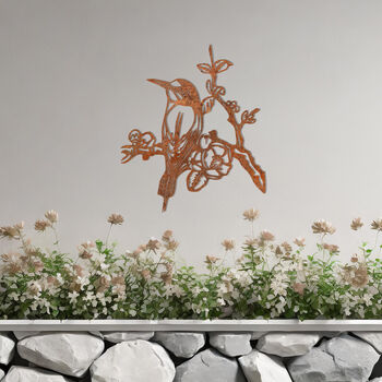 Bird On Branch Metal Wall Art For Garden Decor Gift, 8 of 10