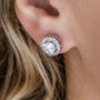 Silver Plated Crystal Round Stud Earrings, thumbnail 1 of 3