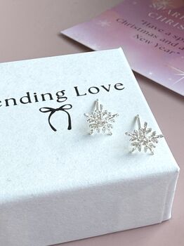 Snowflake Stud Earrings Christmas Gift For Her, 2 of 3