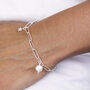Sterling Silver Twisted Link Chain Bracelet With Pearl, thumbnail 1 of 7