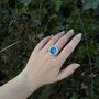 Large Round Turquoise Blue Lagoon Adjustable Ring, thumbnail 1 of 5