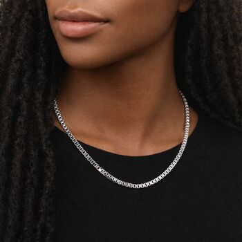 Sterling Silver Heavy Box Chain Necklace – 18in To 28in, 3 of 5