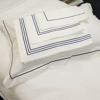 300 Tc Organic Cotton Sateen Embroidered Line Bed Linen, 4 of 4
