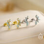 Green Opal Marquise Cluster Stud Earrings In Sterling Silver, thumbnail 5 of 12