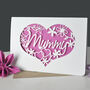 Mum, Heart And Flowers Papercut Card, thumbnail 1 of 10