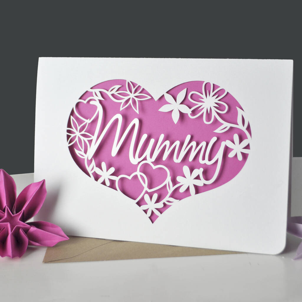 Mum, Heart And Flowers Papercut Card, 1 of 10