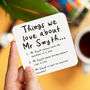 Personalised Things We Love About Our Teacher Coaster, thumbnail 2 of 3