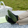 Oxford Stripe Mustard And Polka Khaki Men's Trainer Socks, thumbnail 2 of 8