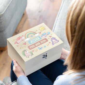 Personalised Unicorn Memory Box New Baby Gift, 3 of 6