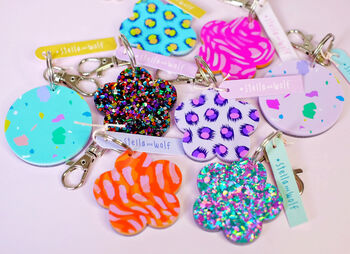 Pink And Purple, Leopard Print Mirror Keyring, 5 of 7