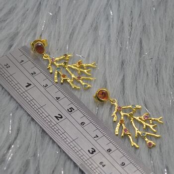 Green Pink Tourmaline Earrings: Gold Plated Sterling Silver, October Birthstone, 8 of 9