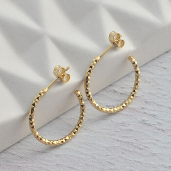 Gold Vermeil Faceted Hoop Earrings, 6 of 7