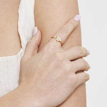 Gold Jasmine And Pearl Ring, 2 of 8