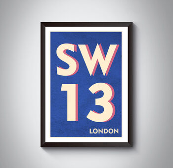 Sw13 Barnes, London Postcode Typography Print, 7 of 10
