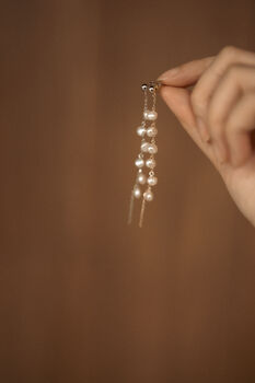 'Takipsilim' Dangling Drop Pearl Earrings, 9 of 12