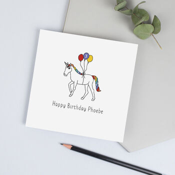 Unicorn Birthday Card With Name And Age, 2 of 4