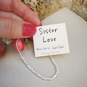 Sister Love Sterling Silver Morse Code Chain Bracelet, 10 of 10