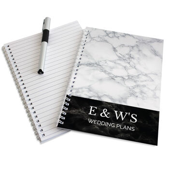 Personalised Marble Wedding Planner A5 Notebook, 6 of 6