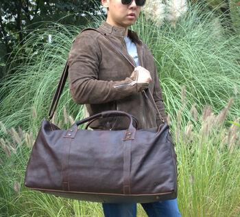 Genuine Leather Holdall Luggage In Brown, 12 of 12