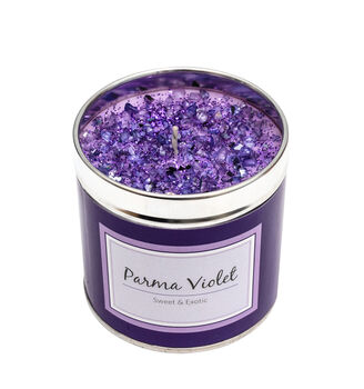 Tin Candle With Sparkle Parma Violet, 2 of 2