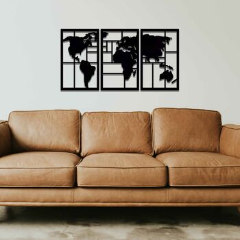 Wooden World Map Living Room Home Office Decor, 8 of 9