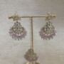 Purple Gold Plated Kundan Earrings And Tikka Set, thumbnail 3 of 7