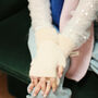 Fingerless Gloves With Fuzzy Yarn Cuff, thumbnail 4 of 6