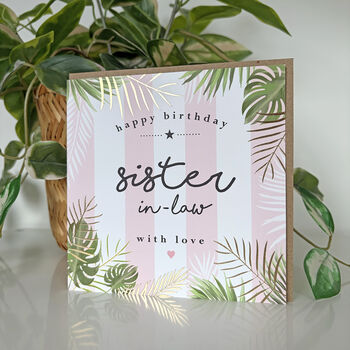 Palm Leaf Sister In Law Birthday Card, 2 of 4