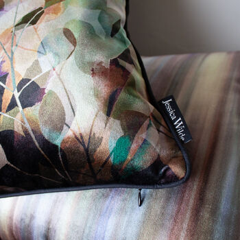 Waterfall Stripe Luxury Velvet Cushion | Amber, 2 of 3