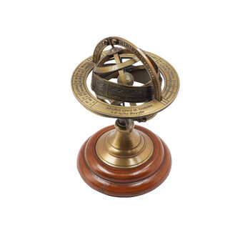 22cm Bronze Armillary Sphere With Wooden Base, 2 of 5