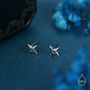 Ninja Shuriken Star Stud Earrings In Sterling Silver, thumbnail 5 of 11