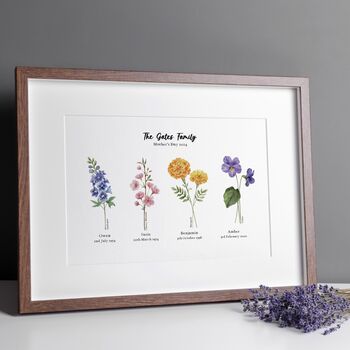 Personalised Birth Flower Family Landscape Print, 4 of 7