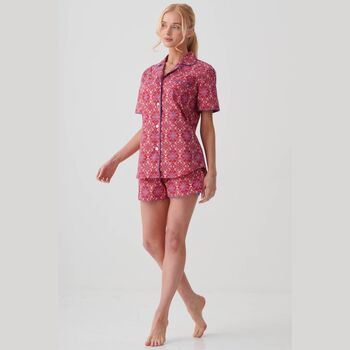 Women's 'Byzantine' Paisley Crisp Cotton Short Pyjama Set, 2 of 4