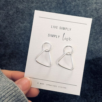 Silver Triangle Earrings. Live Simply, 4 of 5