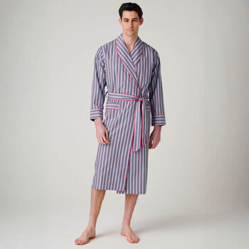 Men's 'Red Pop' Stripe Crisp Cotton Robe, 2 of 4