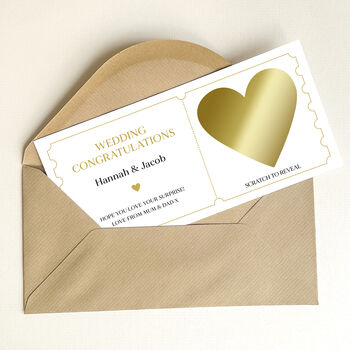 Personalised Wedding Gift Scratch To Reveal Card: Gold Heart Design, 7 of 7