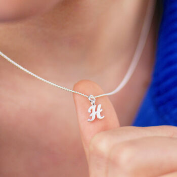 Girl's Personalised Silver Script Initial Necklace, 3 of 8