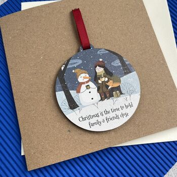 Family And Friends Snowman Decoration Christmas Card, 3 of 4