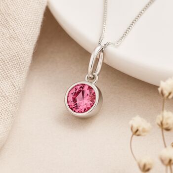 Personalised October Birthstone Necklace In Sterling Silver, 3 of 11