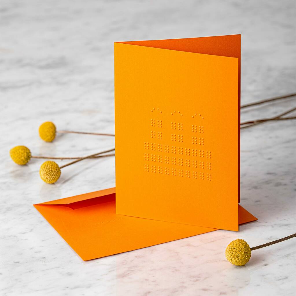 Braille Birthday Card Birthday Cake Orange By Bethlaubraille 